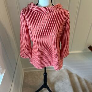 Boden Red and White Patterned Blouse
